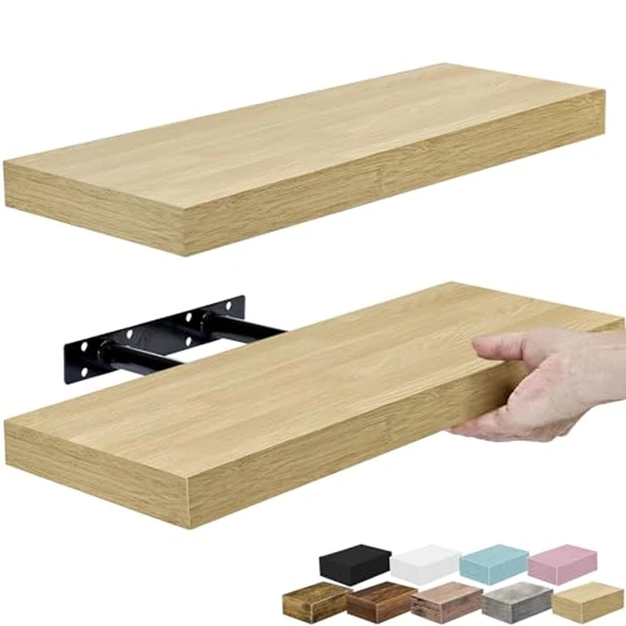 Sorbus Floating Shelves for Wall - 16 Inch Floating Shelf for Kitchen, Bedroom, Living Room, Bathroom, Home & Wall Decor - Mounted Bathroom Shelves with Invisible Brackets (Maple Wood, 2 Pack) by Sorbus - Image 1