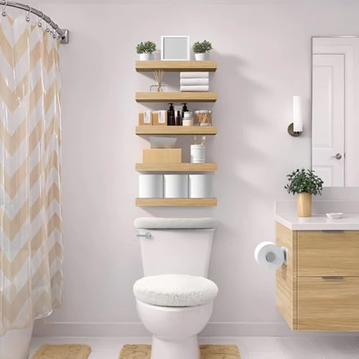 Sorbus Floating Shelves for Wall - 16 Inch Floating Shelf for Kitchen, Bedroom, Living Room, Bathroom, Home & Wall Decor - Mounted Bathroom Shelves with Invisible Brackets (Maple Wood, 2 Pack) by Sorbus - Image 3