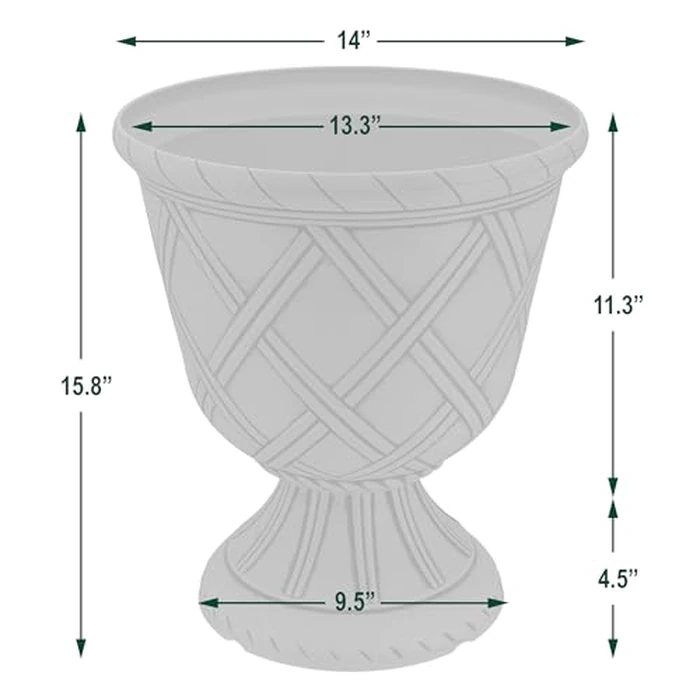 Arcadia Garden Products PL61GD Lattice Plastic Garden Urn, Classic Decorative Garden Pot Planter for Indoor and Outdoor Plants by Arcadia Garden Products - Image 4