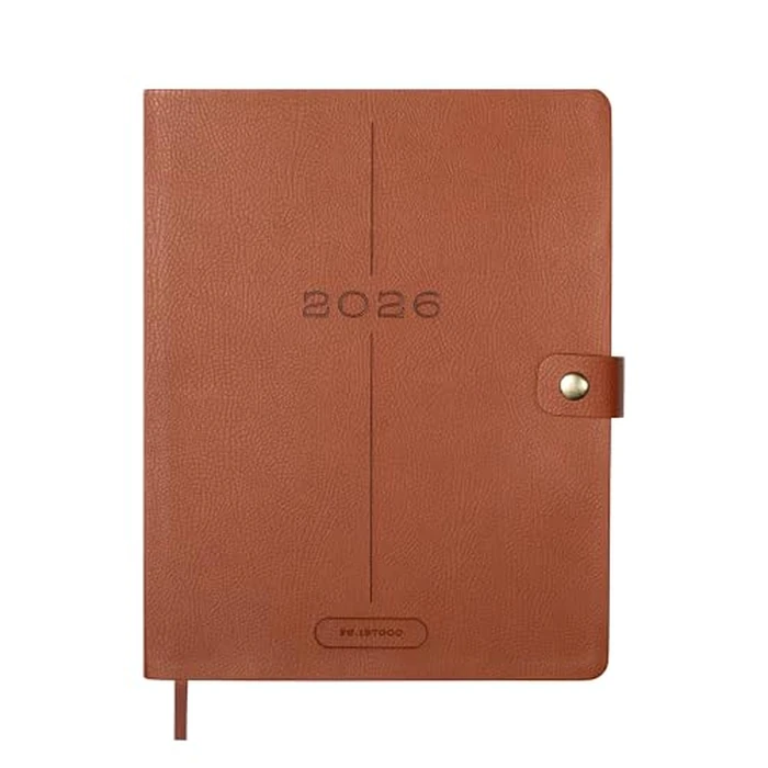 Fringe Studio 2026 Weekly Planner, Aug 2025 - Dec 2026, 17 Month, Faux Leather Wrapped Cover, "TEXT BLOCK COGNAC", 8"w x 10"h, 240 Pages (137FL003) by Fringe - Used - Acceptable condition - CA$9.29