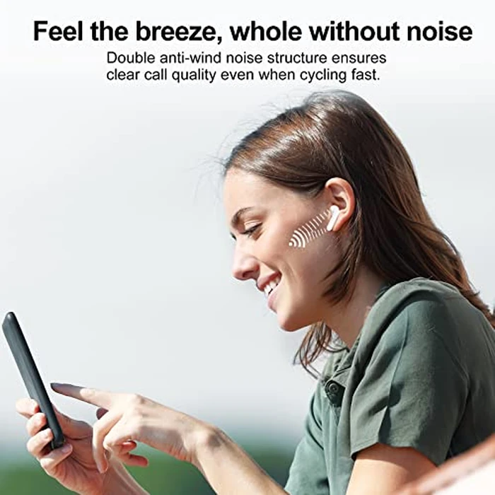 Wireless Earbuds, Bluetooth 5.3 Headphones HiFi Stereo, Mini in-Ear Bluetooth Earbuds, Wireless Earphones with 4 ENC Noise Cancelling Mic, IP7 Waterproof, LED Display, Touch Control Ear Buds, White by Jesebang - Image 6
