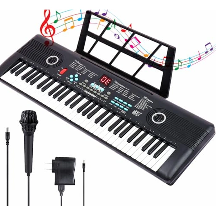 Keyboard Piano 61 Key Music Electric Piano For Kids Beginner W/Dual Speaker Microphone Portable Digital Piano Birthday Christmas Gifts by semart - Image 1