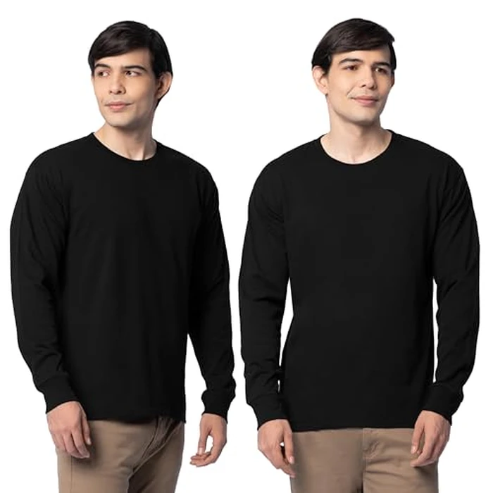 Fruit of The Loom Men's Eversoft Cotton T Shirts, Breathable & Moisture Wicking with Odor Control, Sizes S-4X, Long Sleeve-Black Ink by Fruit of the Loom - Used - Like New condition - US$15.96