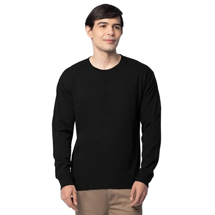 Fruit of The Loom Men's Eversoft Cotton T Shirts, Breathable & Moisture Wicking with Odor Control, Sizes S-4X, Long Sleeve-Black Ink by Fruit of the Loom - Image 4
