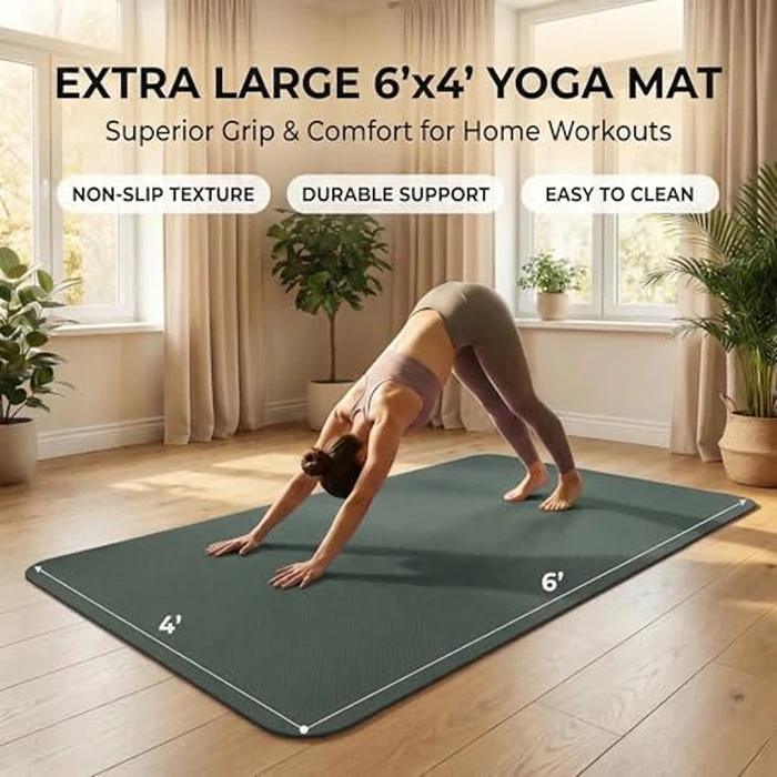 FrenzyBird Large Yoga Mat 6'x 4'x 1/4",Extra Wide Exercise Mat Large Exercise Mat Big Home Yoga Mat Pilates Mat,Non Slip,Thick,TPE Workout Mat,for Women & Men, Yoga, Pilates, Gym and Floor Workouts Pilates,Gym and Floor Workoutsfor by FrenzyBird - Image 5