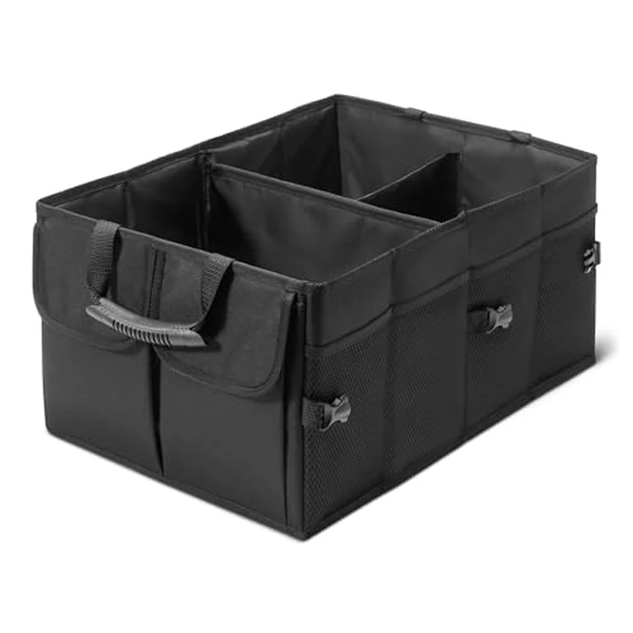 Amazon Basics Trunk Organizer for Car, Multi-Compartment Car Storage, Foldable, 13.5 Gallon, Black by Amazon Basics - Image 1