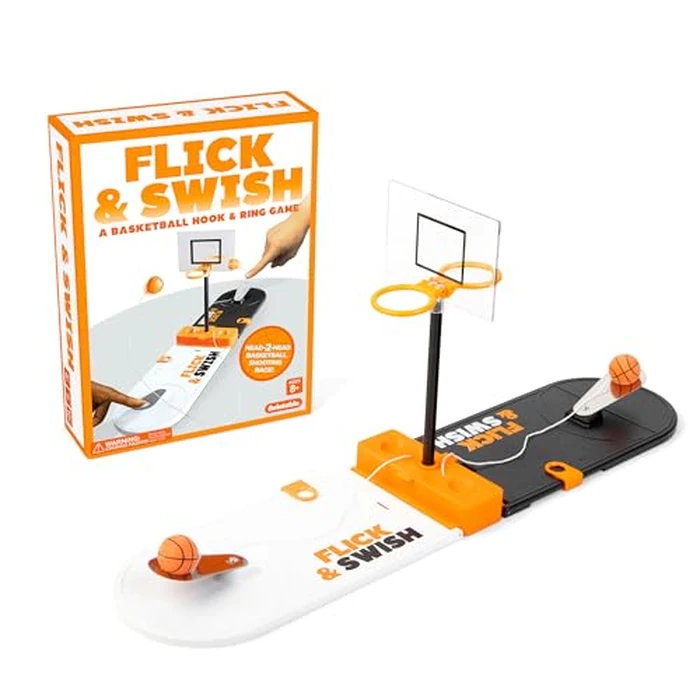 Flick & Swish Basketball Hook & Ring Game By Relatable, Exciting 2 Player Games Everyone Can Enjoy, This Mini Basketball Game Includes 1 Court Board and Instructions by WHAT DO YOU MEME? - Image 1