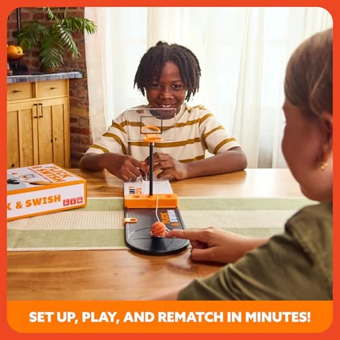 Flick & Swish Basketball Hook & Ring Game By Relatable, Exciting 2 Player Games Everyone Can Enjoy, This Mini Basketball Game Includes 1 Court Board and Instructions by WHAT DO YOU MEME? - Image 2