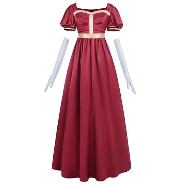 CR ROLECOS Regency Dresses for Women Empire Waist Regency Era Dress Victorian Tea Party Gown with Gloves S by CR ROLECOS - Used - Very Good condition - US$38.85