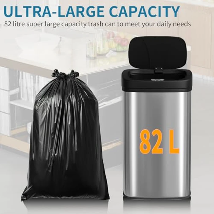 BestOffice 22 Gallons Automatic Sensor Large Kitchen Trash Can with Stainless Steel, Touchless Garbage Bin with Lid for Kitchen, Home, Office Waste Bin 82L by BestOffice - Image 5