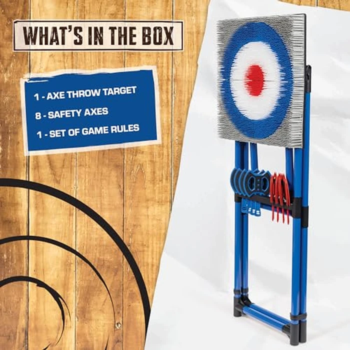 EastPoint Axe Throwing Game Set - 8 Foam & Plastic Throwing Axes - Heavy Duty Steel Frame - Over 5 Ft Tall - Folds Flat for Portable Outdoor Games - Unique Bristle Target for Yard Games by EastPoint Sports - Image 3