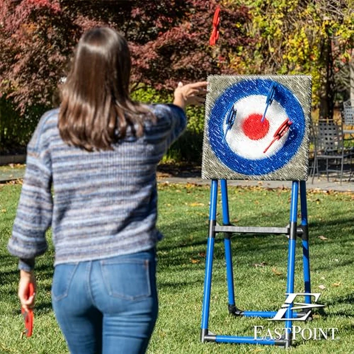 EastPoint Axe Throwing Game Set - 8 Foam & Plastic Throwing Axes - Heavy Duty Steel Frame - Over 5 Ft Tall - Folds Flat for Portable Outdoor Games - Unique Bristle Target for Yard Games by EastPoint Sports - Image 9