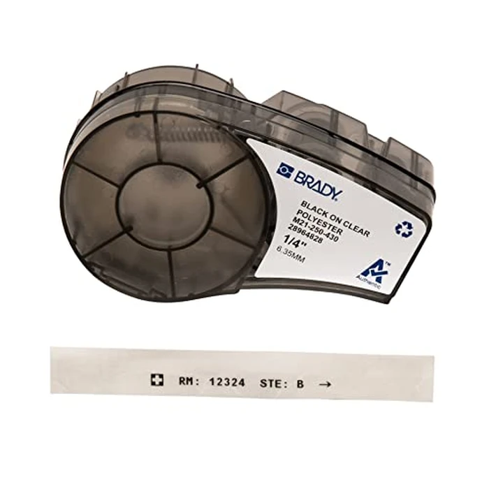 Brady M21-250-430 Cartridge, B430 Clear Polyester Material, 0.25" W X 21' L, Black on Clear by Brady - Used - Like New condition - CA$29.33