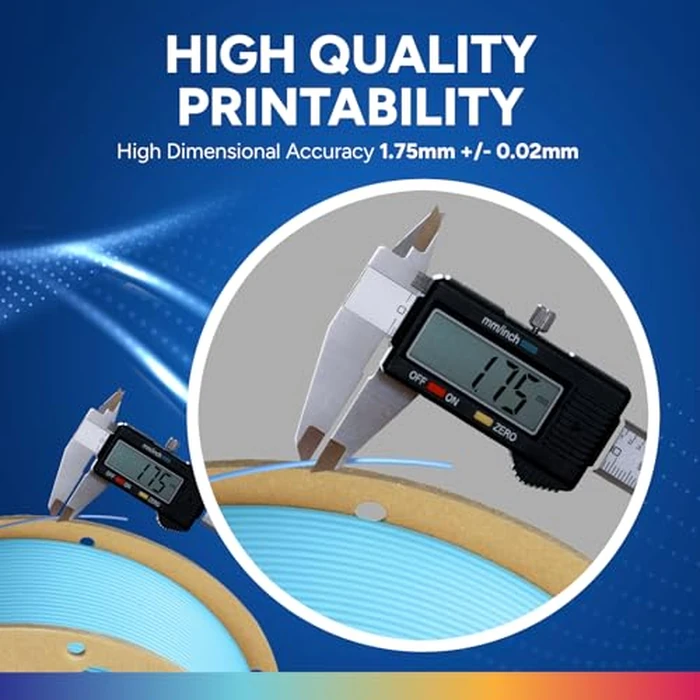 OVERTURE PLA Plus (PLA+) Filament 1.75mm, Stronger & More Durable, Professional Toughness 3D Printer Filament 1kg (2.2lbs), High Precision +/- 0.02mm, Tangle-Free (Light Blue) by OVERTURE - Image 3