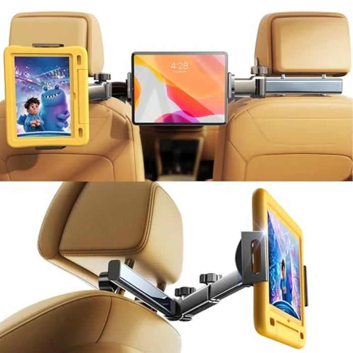 LISEN for iPad Holder Car Road Trip Essentials Travel Activities for Toddler Kids Gifts, Car Accessories for Women Moms Truck Interior 3in1 Tablet Holder for Back Seat Car Camping Headrest Organizer by LISEN - Used - Like New condition