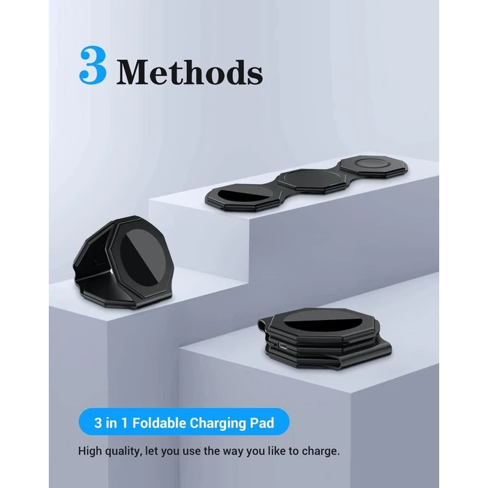 Impuvers 3-in-1 Magnetic Foldable Wireless Charging Station - Black by Impuvers - Image 4