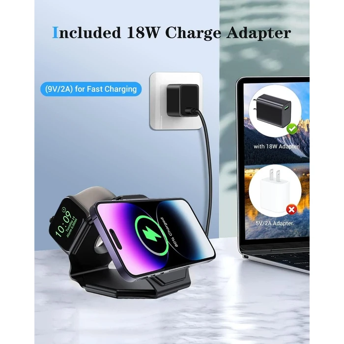 Impuvers 3-in-1 Magnetic Foldable Wireless Charging Station - Black by Impuvers - Image 5