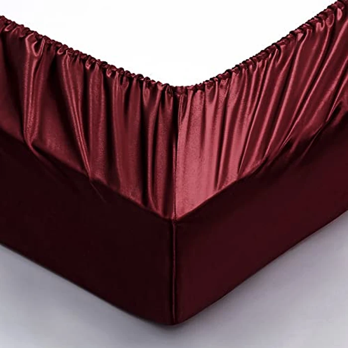 P Pothuiny 6 Pieces Queen Satin Sheets Luxury Silky Burgundy Satin Bedding Sheet Set, 1 Deep Pocket Fitted Sheet + 1 Flat Sheet + 4 Pillow Cases by P Pothuiny - Image 6