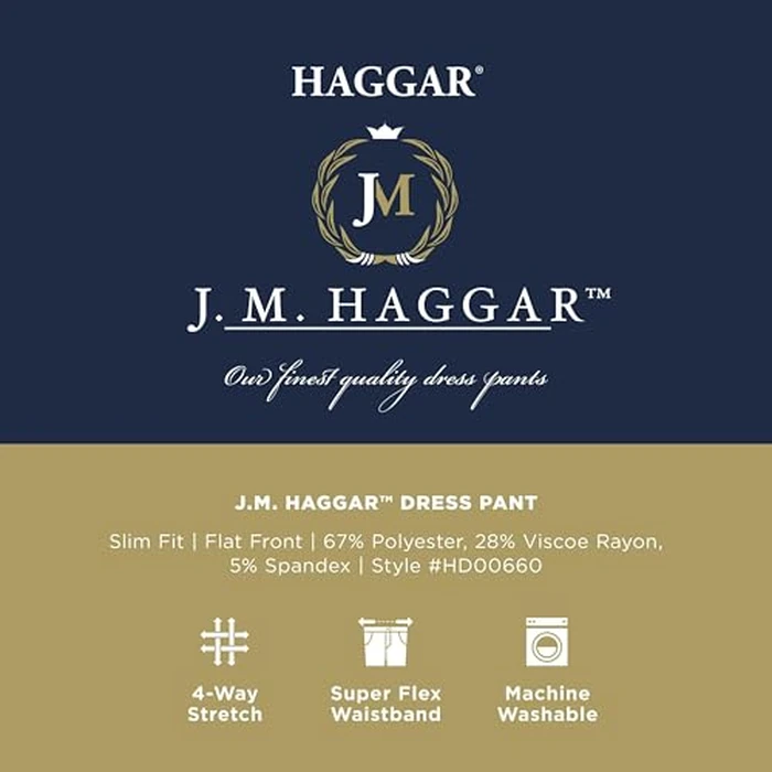 Haggar J.M Mens 4-Way Stretch Dress Casual Pants, Charcoal Heathe, 36W x 32L US by Haggar - Image 3