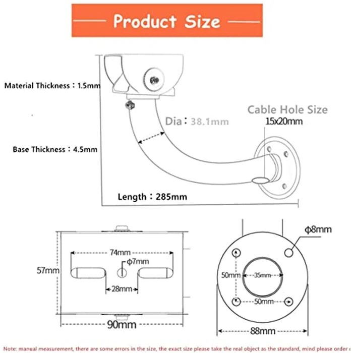 CTXSumTec L Security Camera Mount Bracket, Adjustable Universal Camera Wall Mounting Bracket for CCTV Surveillance Cameras/IP Cameras/Dome Camera with J Shape Mount (L-Shapped Mount) by CTXSumTec - Image 2