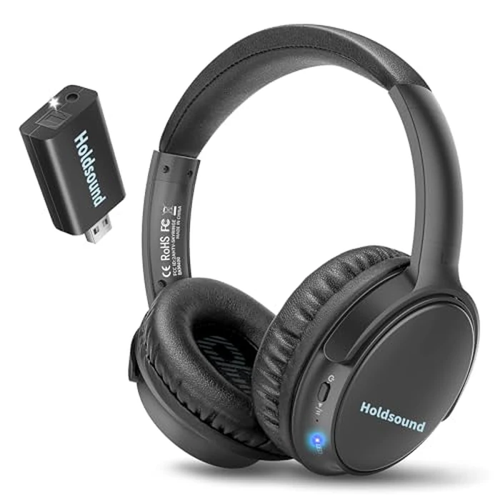 Wireless Headphones for TV, BKM400 Over-Ear TV Headphones Wireless with Bluetooth USB Transmitter Set Optical, RCA, AUX and USB, Up to 165 ft, No Delay & High Volume, 40 Hours Battery Life (Graphite) by Holdsound - Used - Like New condition