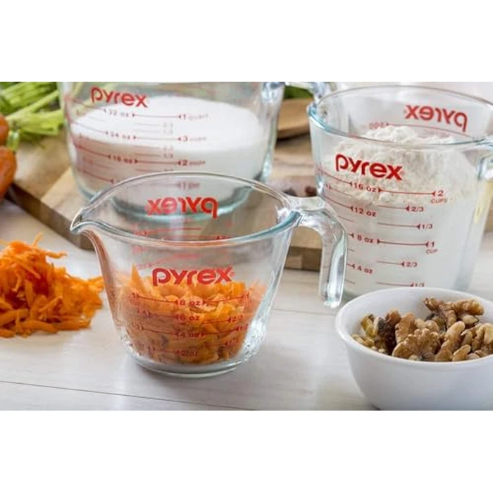 Pyrex Essentials (3-Pack) Glass Measuring Cups Set, (1, 2 & 4 Cup) Measuring Cups For Prepping, Baking and Cooking, Preheated Oven, Dishwasher, Freezer, and Microwave Safe by Pyrex - Image 6