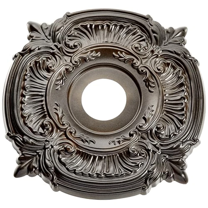 16"OD x 3 1/2"ID x 1"P Attica Thermoformed PVC Ceiling Medallion (Fits Canopies up to 5 5/8"), Metallic Black Night by Ekena Millwork - Used - Very Good condition - US$22.77