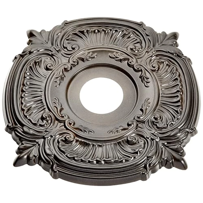 16"OD x 3 1/2"ID x 1"P Attica Thermoformed PVC Ceiling Medallion (Fits Canopies up to 5 5/8"), Metallic Black Night by Ekena Millwork - Image 2