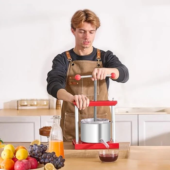 VEVOR 0.8 Gal/3L Fruit Wine Press, 2 Stainless Steel Barrels, Manual Juice Maker, Cider Apple Grape Tincture Honey Olive Oil Making Press with T-Handle for Outdoor Kitchen Home by VEVOR - Image 1