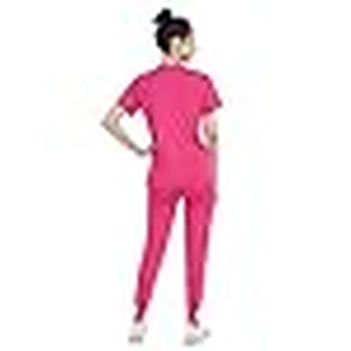Eadflie Medical Scrubs Set for Women - Classic V-Neck Top & Jogger Pants with Stretch Nursing Uniform Scrub Suit - (Hot Pink/M) by Eadflie - Image 6
