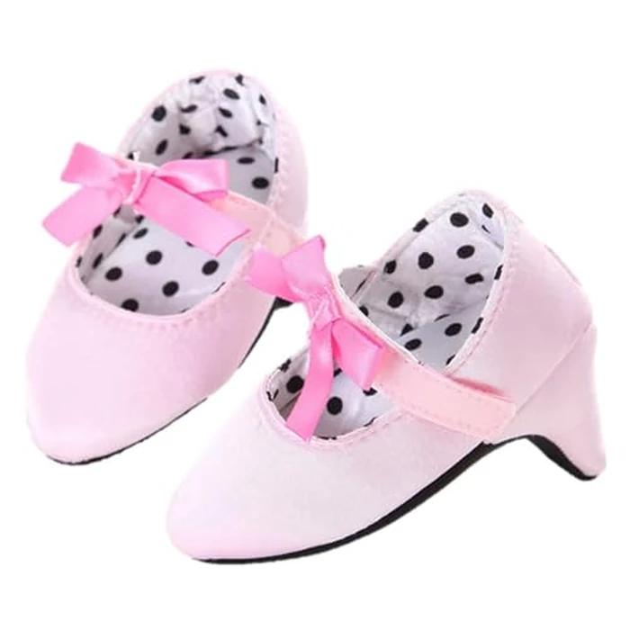 Newborn Baby Girls Princess Shoes with High Heels Bowknot Soft Sole Crib Shoes Infant Girl Photography Props(Pink,3-6 Months) by Kutterild - Used - Very Good condition