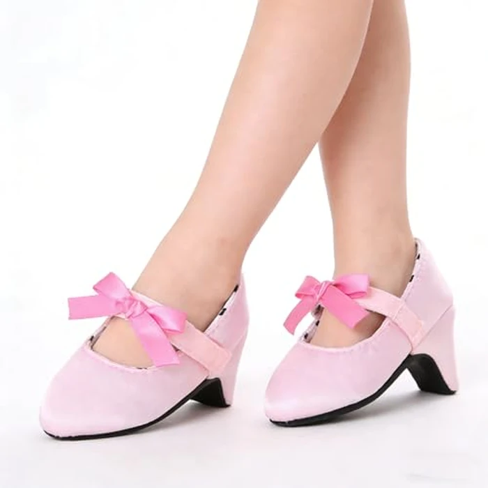 Newborn Baby Girls Princess Shoes with High Heels Bowknot Soft Sole Crib Shoes Infant Girl Photography Props(Pink,3-6 Months) by Kutterild - Image 2