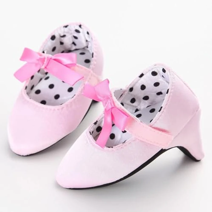 Newborn Baby Girls Princess Shoes with High Heels Bowknot Soft Sole Crib Shoes Infant Girl Photography Props(Pink,3-6 Months) by Kutterild - Image 3