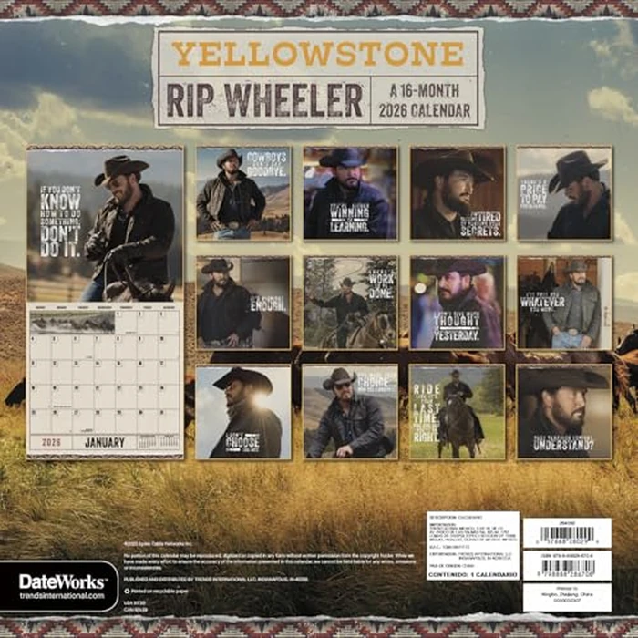 2026 Yellowstone: Rip Wheeler Wall Calendar by DateWorks - Image 4
