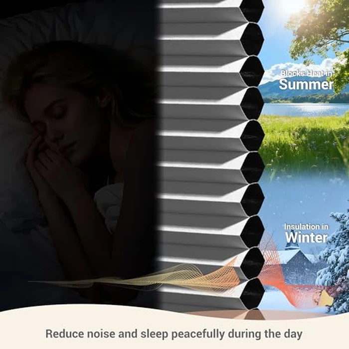 HOTSOON No Drill No Tools Blackout Cellular Shades Cordless Honeycomb Blinds Easy to Install Thermal Insulated Noise Reduction Blinds for Indoor Windows, Blackout-White, 46.5" W x 48" H by HOTSOON - Image 4