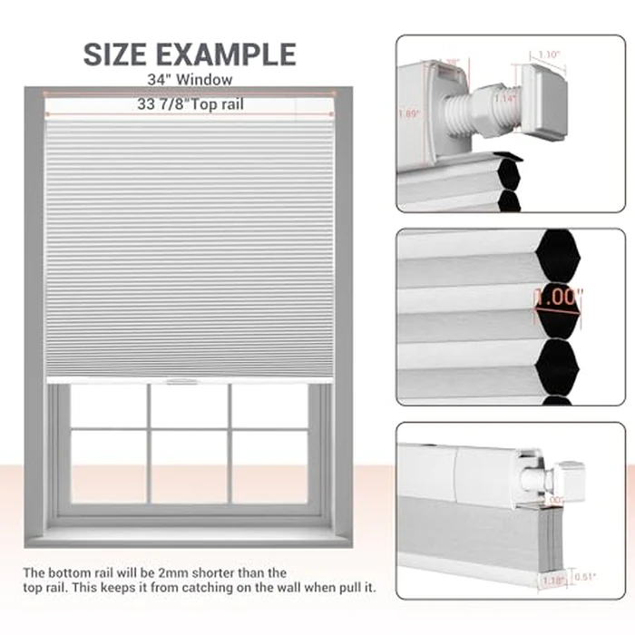 HOTSOON No Drill No Tools Blackout Cellular Shades Cordless Honeycomb Blinds Easy to Install Thermal Insulated Noise Reduction Blinds for Indoor Windows, Blackout-White, 46.5" W x 48" H by HOTSOON - Image 9