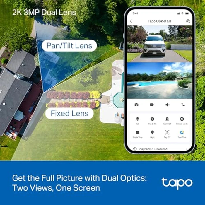 Tapo 2K Dual Lens 360 degrees Pan/Tilt Security Battery Camera Wireless w/Solar Panel, 165 degrees Wide View + 6mm Telephoto, Free Person/Vehicle Detection, SD/Cloud Storage, Works w/Alexa & Google (Tapo C645D KIT) by Tapo - Image 2