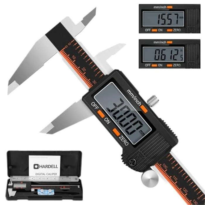 HARDELL Digital Caliper, 6 Inch Stainless Steel Caliper Measuring Tool with Large LCD Screen, Electronic Micrometer Caliper Digital Inch/Millimeter Conversion, Automatic Off(Ruler & 2 Batteries) by HARDELL - Used - Like New condition - US$19.71