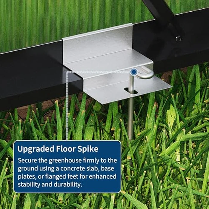 6x10 FT Greenhouse for Outdoors, Polycarbonate Greenhouse with Roof Vent, Ground Nails, Lockable Hinged Door, Aluminum Large Walk-in Green House for Outside Garden Backyard, Patio, Lawn, Black by ActiveTrail - Image 7