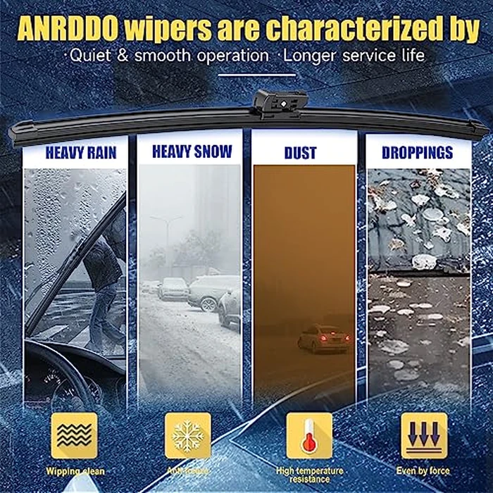 3 wipers Replacement For Toyota C-HR CHR 2016 2017 2018 2019 2020 2021 2022 2023 Original Equipment Windshield Wiper Blades Set 26"+16"+14" (Set of 3) Pinch Tab by ANRDDO - Image 3