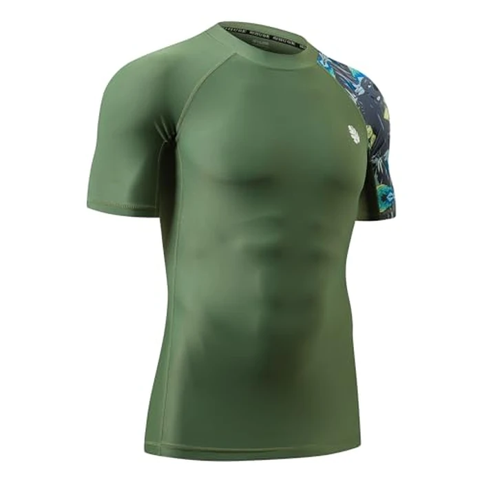 Men's Splice UV Sun Protection UPF 50+ Skins Rash Guard Short Sleeves(Aborigines,3XL) by HUGE SPORTS - Image 3