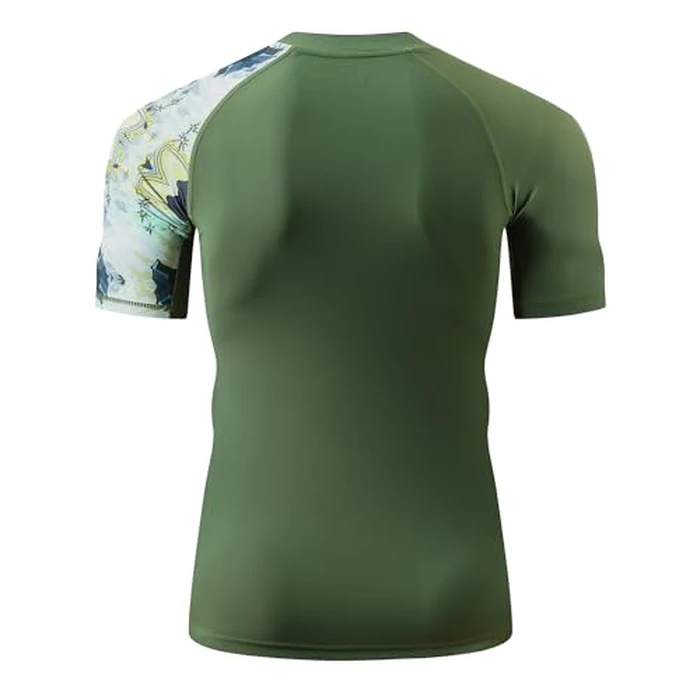 Men's Splice UV Sun Protection UPF 50+ Skins Rash Guard Short Sleeves(Aborigines,3XL) by HUGE SPORTS - Image 4