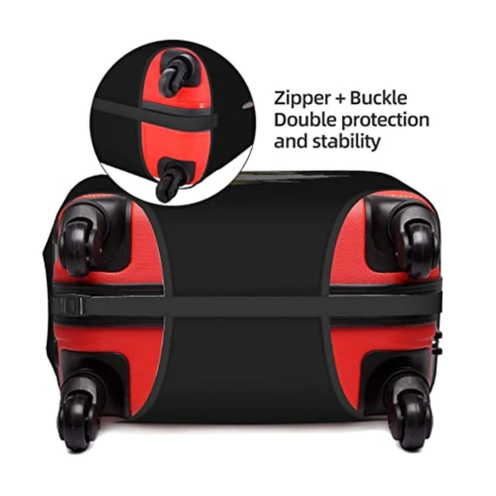 Flower Lette J Black Luggage Cover Elastic Washable Stretch Suitcase Protector Anti-Scratch Travel Suitcase Cover for Kid and Adult M (22-24 inch suitcase) by Generic - Image 3