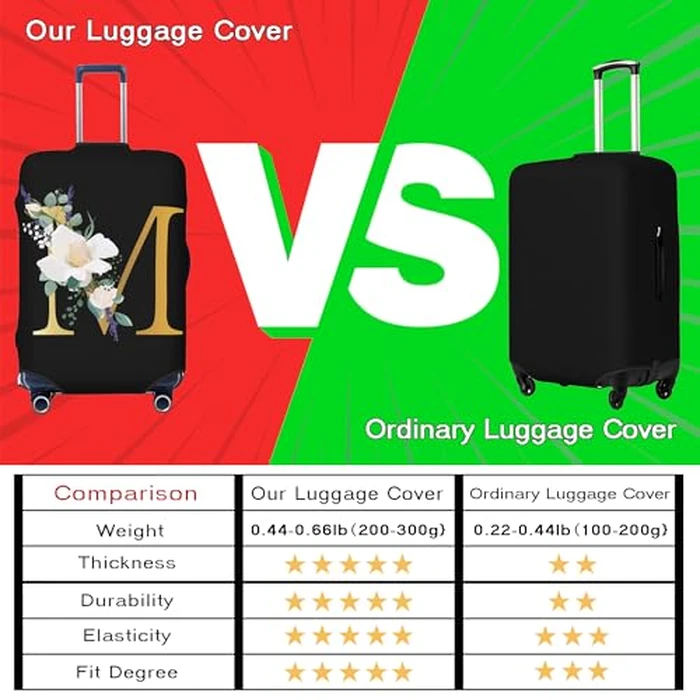 Flower Lette J Black Luggage Cover Elastic Washable Stretch Suitcase Protector Anti-Scratch Travel Suitcase Cover for Kid and Adult M (22-24 inch suitcase) by Generic - Image 5