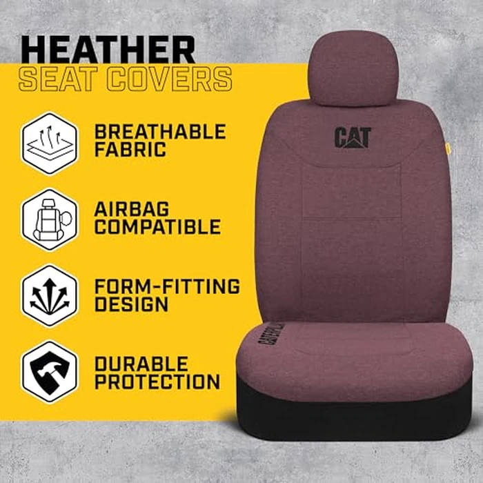 CAT CozyBlend Car Seat Covers, Burgundy Heather - Premium Jersey Fabric Seat Covers for Cars Trucks SUV, Breathable Cotton Car Seat Covers Front Seats Only, Universal Fit Automotive Interior Covers by CAT - Image 2