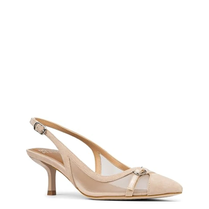 Donald Pliner Women's Carwyn Pump, Size 7.5 in Sand Nylon Mesh, Dressy Strappy Slingback Kitten Heels for Women, Comfortable Modern Ladies Footwear for Everyday, Business, or Events by Donald J Pliner - Image 2