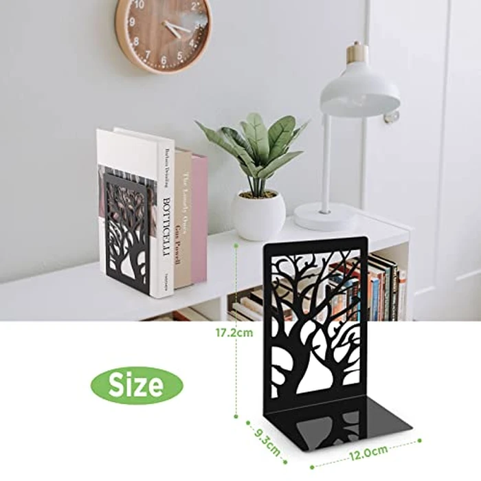 Anhow 3 Pair Book Ends for Shelves, Book Ends Non-Skip Book Holder for Children/School/Library - Black, 3.7 x 4.7 x 6.8 Inches by Anhow - Image 2