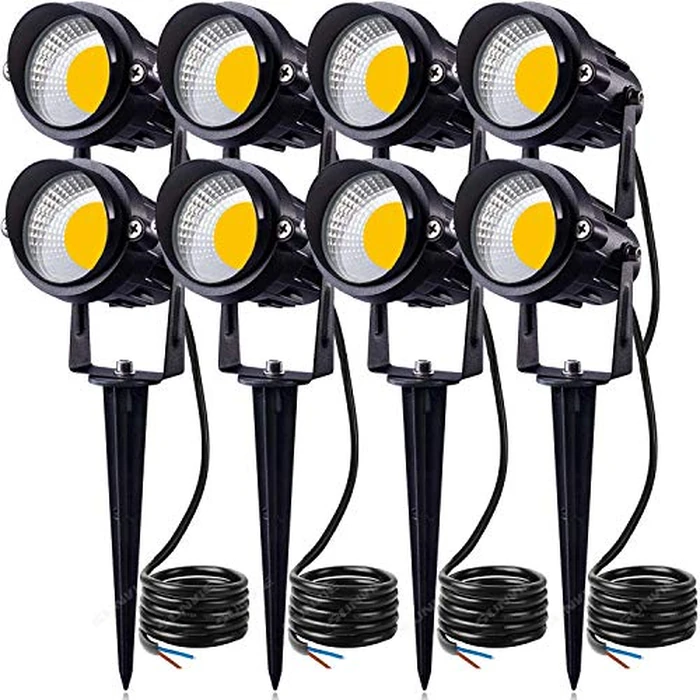 SUNVIE 12W LED Landscape Lights Low Voltage (AC/DC 12V) Waterproof Garden Pathway Lights Super Warm White (900LM) Walls Trees Flags Outdoor Spotlights with Spike Stand (8 Pack) by SUNVIE - Used - Like New condition - US$48.70