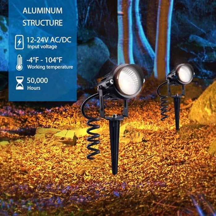 SUNVIE 12W LED Landscape Lights Low Voltage (AC/DC 12V) Waterproof Garden Pathway Lights Super Warm White (900LM) Walls Trees Flags Outdoor Spotlights with Spike Stand (8 Pack) by SUNVIE - Image 3
