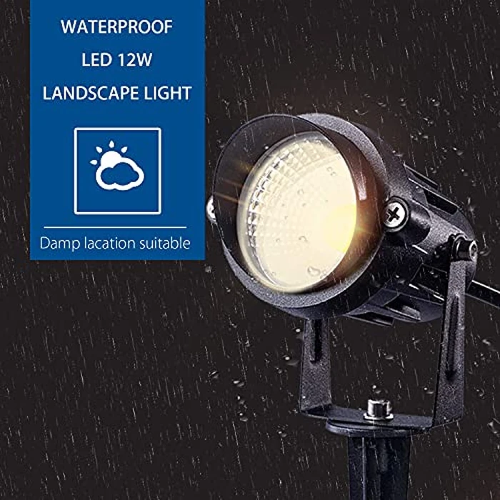 SUNVIE 12W LED Landscape Lights Low Voltage (AC/DC 12V) Waterproof Garden Pathway Lights Super Warm White (900LM) Walls Trees Flags Outdoor Spotlights with Spike Stand (8 Pack) by SUNVIE - Image 4